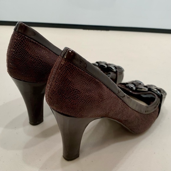 Giani Bernini Pumps Adult 6.5 M Brown Simona Buckle Peep Toe High Heel Women - Picture 3 of 9